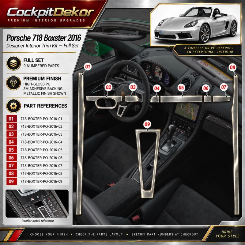Porsche 718 Boxter 2016 – Designer Trim – Kit completo per interni