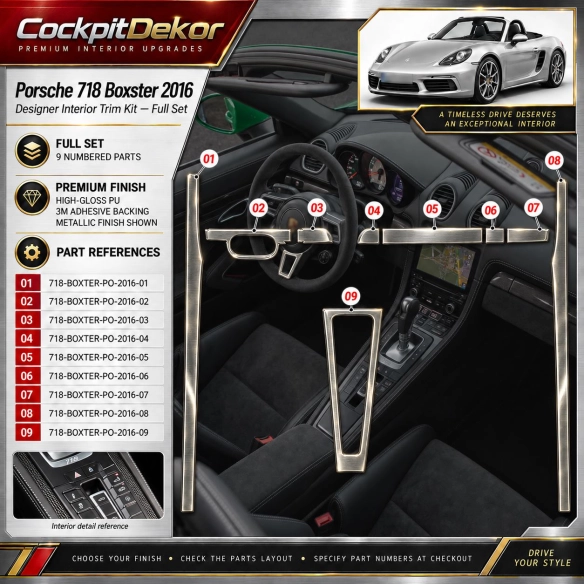 Porsche 718 Boxter 2016 – Designer Trim – Kit completo per interni
