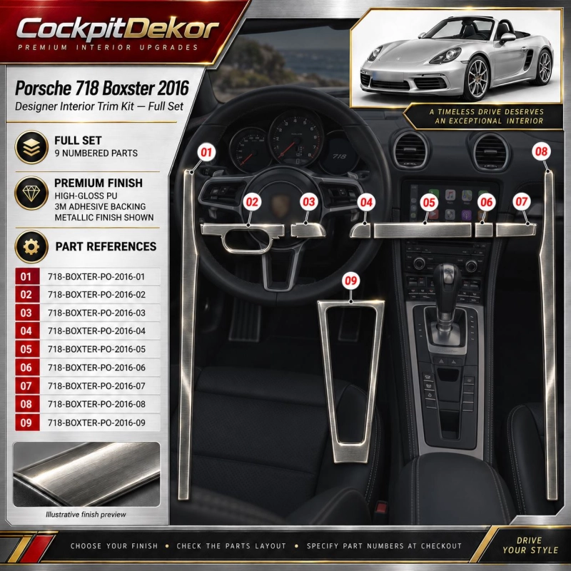Porsche 718 Boxter 2016 – Designer Trim – Kit completo per interni