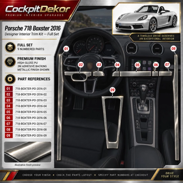 Porsche 718 Boxter 2016 – Designer Trim – Kit completo per interni
