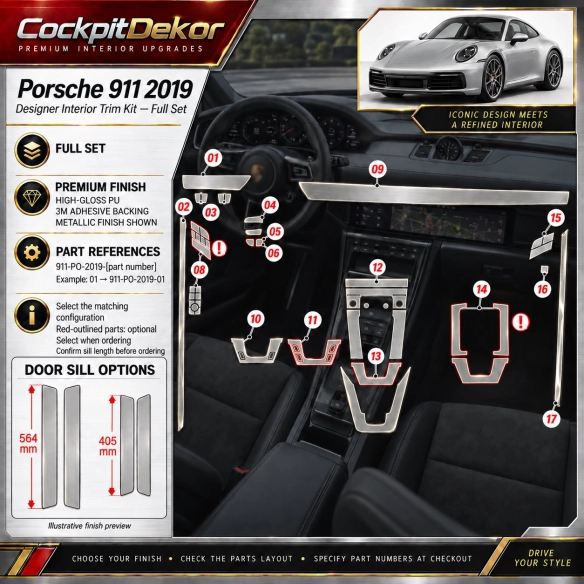 Porsche 911 2019 – Designer Trim – Kit completo per interni