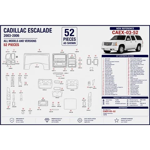 Cadillac Escalade 2003-2006 kit cruscotto 3D, 52 pezzi 2