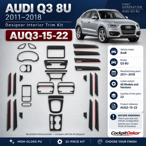 Audi Q3 8U 2011-2018 kit rivestimento cruscotto e interni 3D 22 pezzi 2