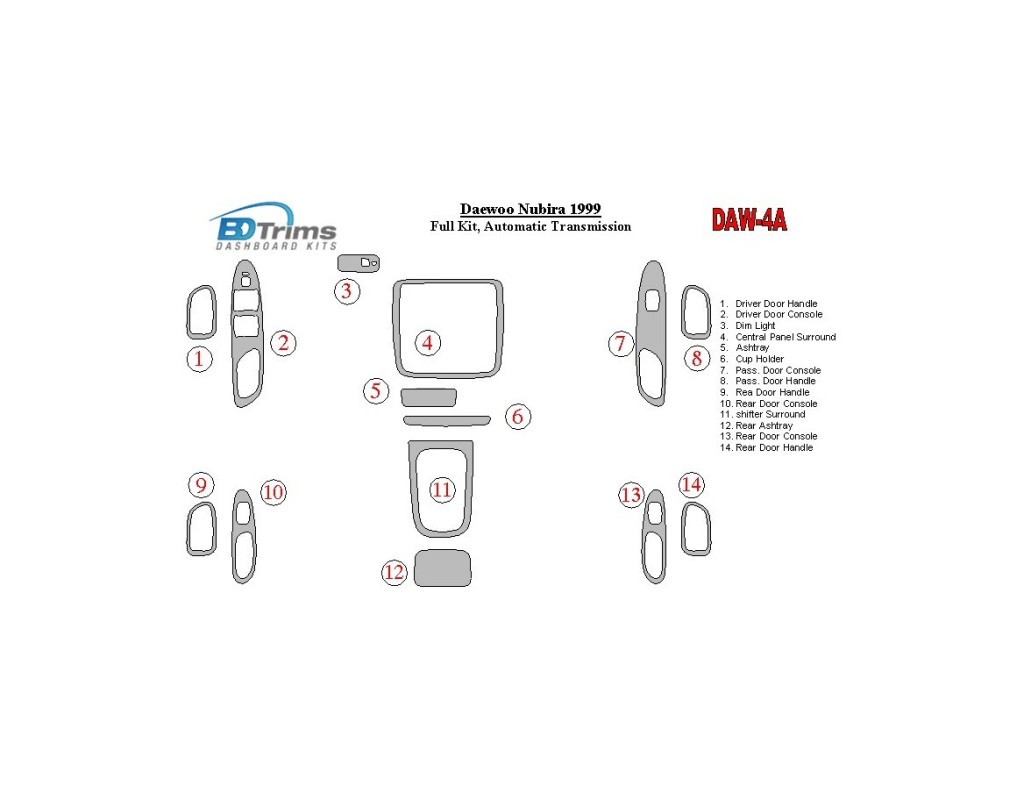 Daewoo Nubira 1999-1999 Full Set, Automatic Gear Cruscotto BD Rivestimenti interni Daewoo Nubira 1999-1999 Full Set, Automatic Gear Cruscotto BD Rivestimenti interni