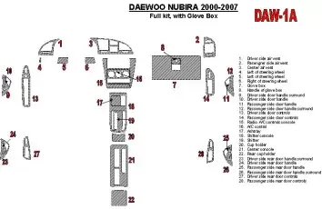 Daewoo Nubira 2000-2007 Full Set, with glowe-box Cruscotto BD Rivestimenti interni