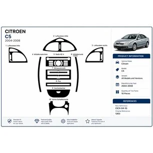 Citroen C5 2004-2008 kit cruscotto 3D, 10 pezzi 2