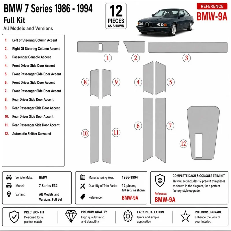 BMW 7 1986-1994 set completo kit cruscotto 3D