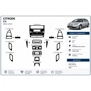 Citroen C4 2004-2010 kit cruscotto 3D, 18 pezzi 2