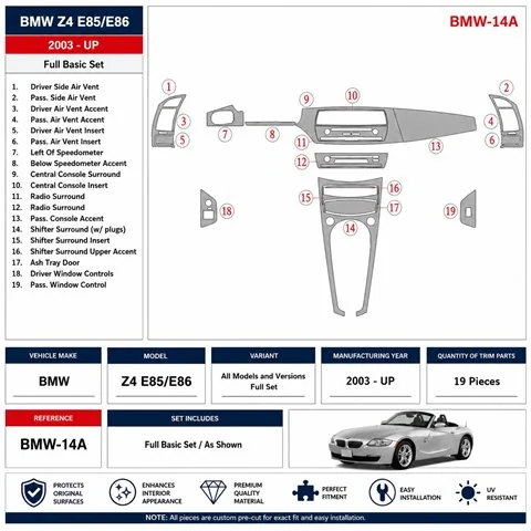 BMW Z4 2003+ set completo kit cruscotto 3D 2