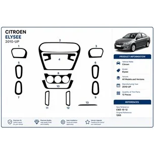 Citroen Elysee 2010+ kit cruscotto 3D, 12 pezzi 2