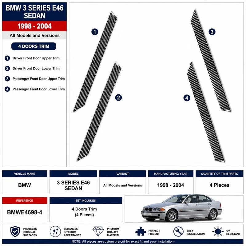 BMW 3 Series E46 1998-2004 kit cruscotto 3D, 4 pezzi