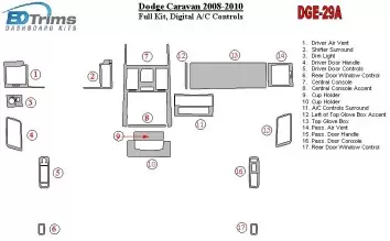 Dodge Caravan 2008-UP Full Set, Automatic AC Controls Cruscotto BD Rivestimenti interni