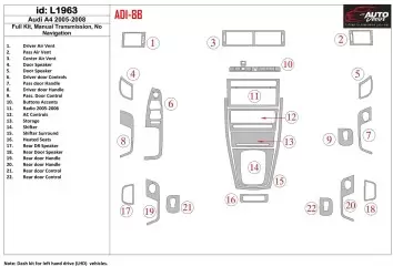 Audi A4 2005-2008 Manual Transm Cruscotto BD Rivestimenti interni
