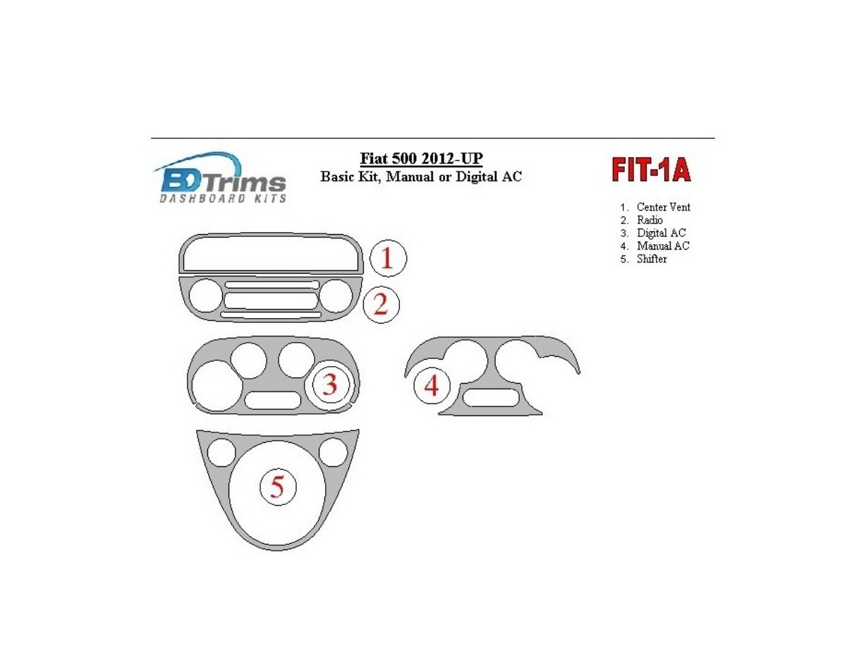 Fiat 500 2012-UP Basic Set, Climate-Control, Aircondition Cruscotto BD Rivestimenti interni