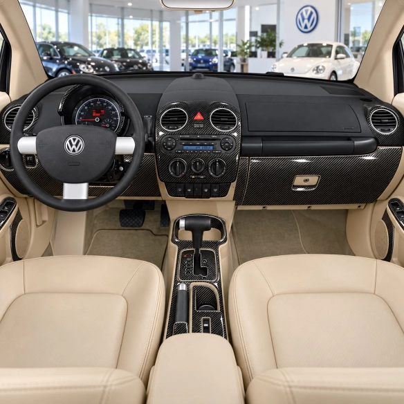 Volkswagen Beetle 2006-2011 set completo; Soft Roof Coupe Not-Cabrio kit rivestimento cruscotto e interni 3D