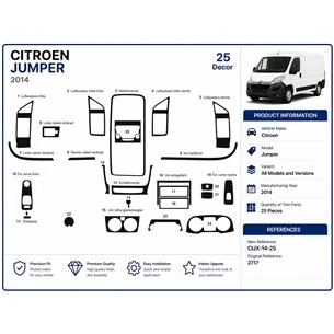 Citroen Jumper 2014 kit cruscotto 3D, 25 pezzi 2