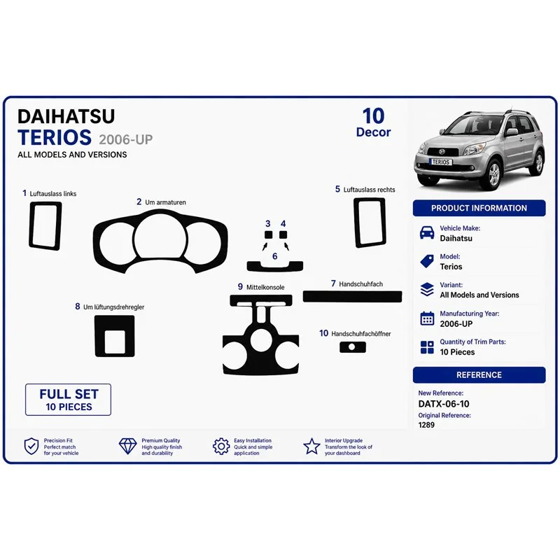 Daihatsu Terios 2006+ kit cruscotto 3D, 10 pezzi