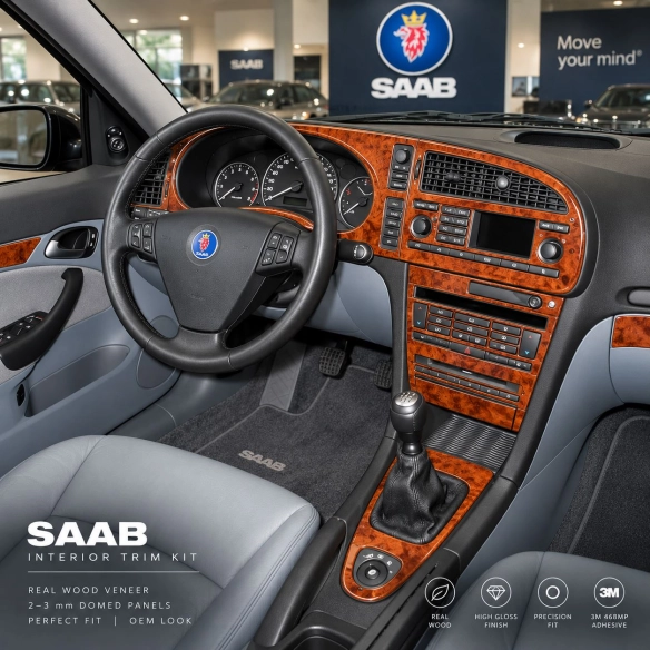 Saab 9-3 2003-2006 cambio manuale; con navigatore kit rivestimento cruscotto e interni 3D