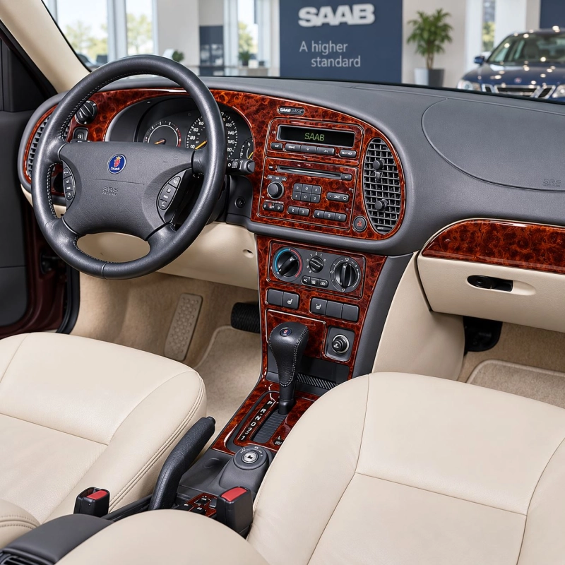 Saab 9-3 1999-2002 cambio automatico; con Compact Casette player; senza OEM kit rivestimento cruscotto e interni 3D 21 pezzi