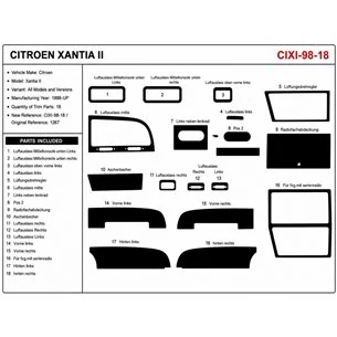 Citroen Xantia II 1998-in poi kit rivestimento cruscotto e interni 3D 18 pezzi 2