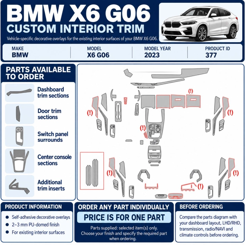 BMW X6 G06 2023 – Designer Trim – Kit completo per interni
