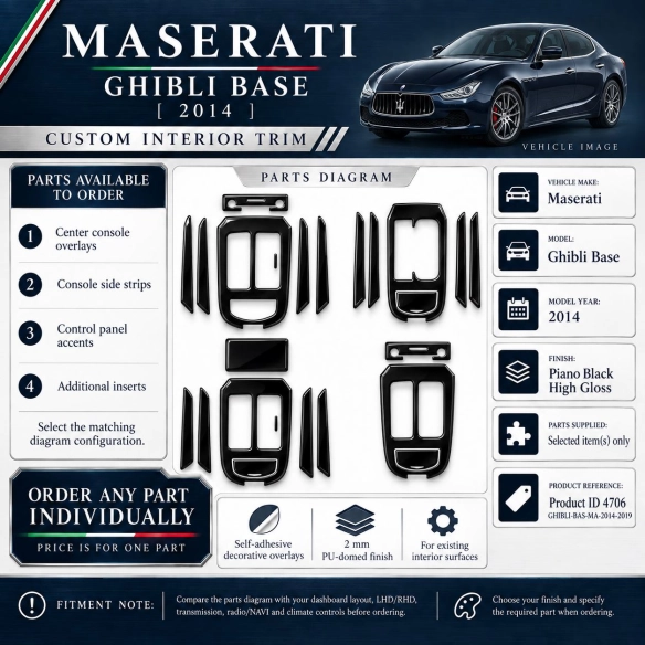 Maserati Ghibli Base 2014 2019 – Designer Trim – Kit completo per interni