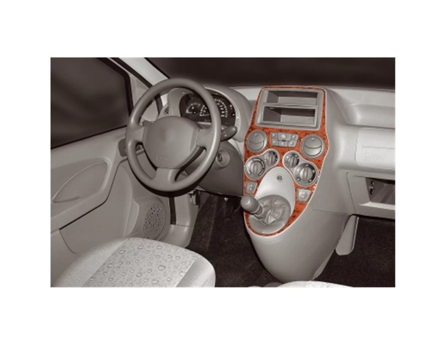 Fiat Panda 09.2003 Kit Rivestimento Cruscotto all'interno del veicolo Cruscotti personalizzati 2-Decori