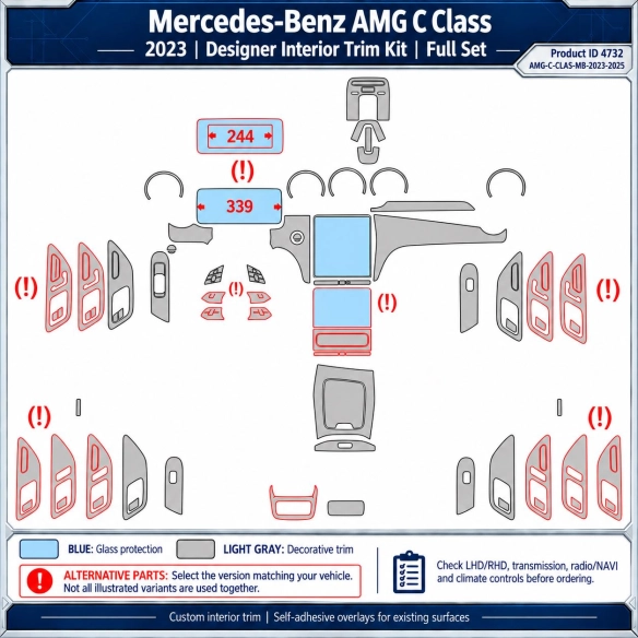 Mercedes-Benz Amg C Class 2023 2025 – Designer Trim – Kit completo per interni