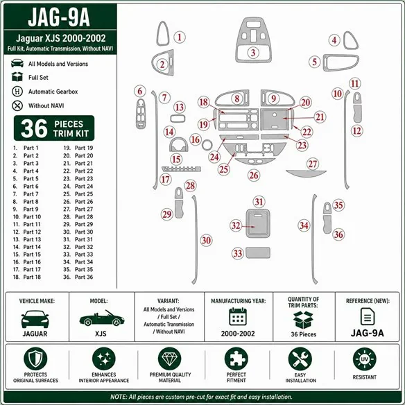 Jaguar XJS 2000-2002 set completo, cambio automatico, senza navigazione kit cruscotto 3D