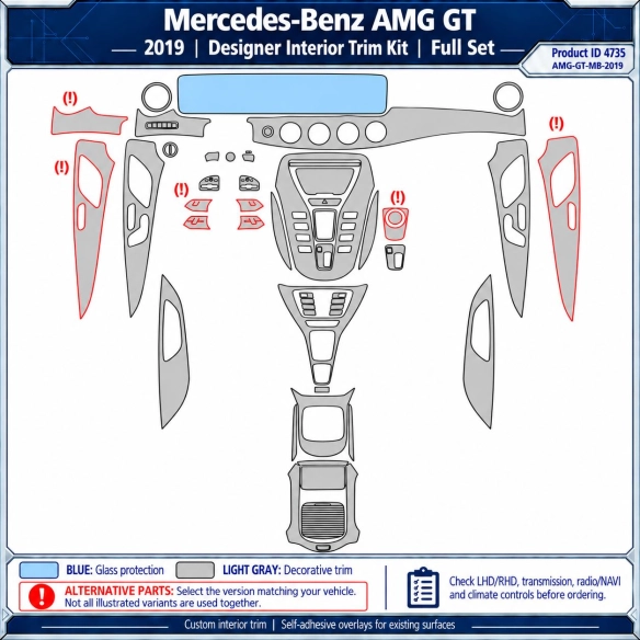 Mercedes-Benz Amg GT 2019 – Designer Trim – Kit completo per interni