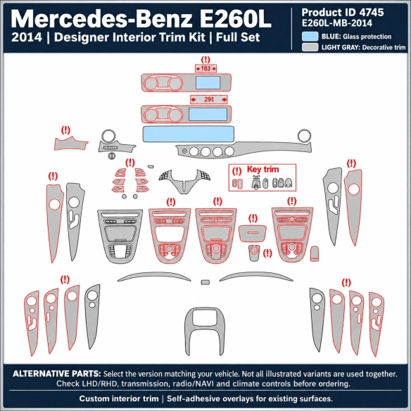 Mercedes-Benz E260l 2014 – Designer Trim – Kit completo per interni