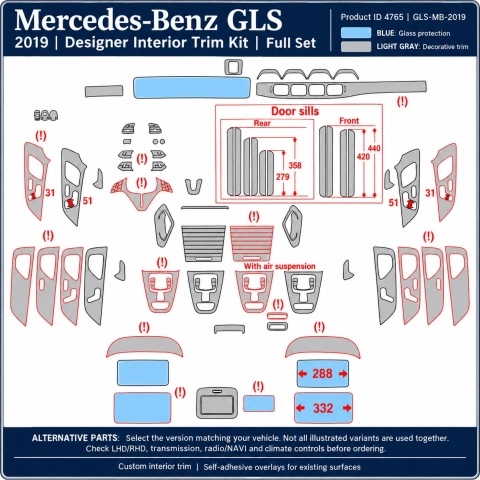 Mercedes-Benz Gls 2019 – Designer Trim – Kit completo per interni