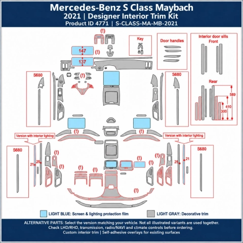 Mercedes-Benz S Class Maybach 2021 – Designer Trim – Kit completo per interni