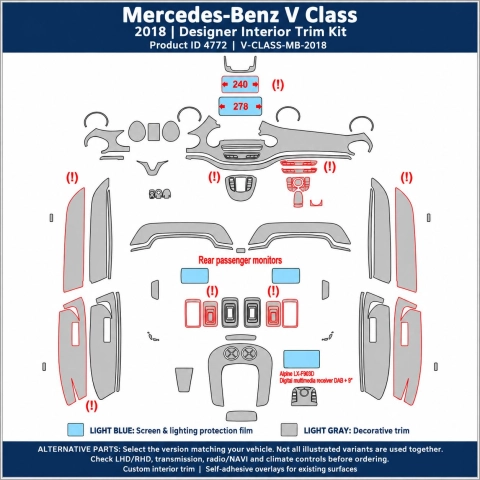 Mercedes-Benz V Class 2018 – Designer Trim – Kit completo per interni