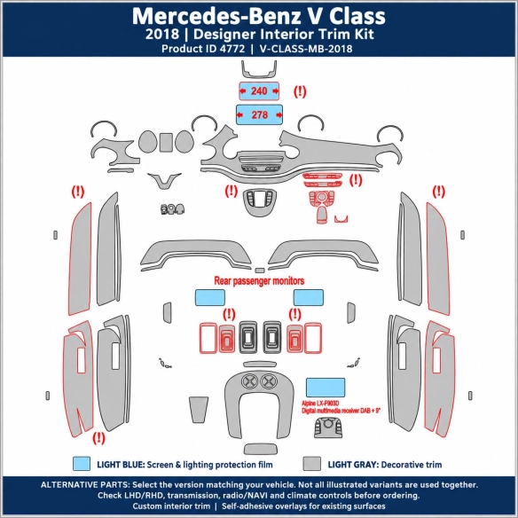 Mercedes-Benz V Class 2018 – Designer Trim – Kit completo per interni