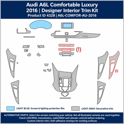 Audi A6l Comfortable Luxery 2016 – Designer Trim – Kit completo per interni