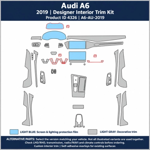 Audi A6 2019 – Designer Trim – Kit completo per interni