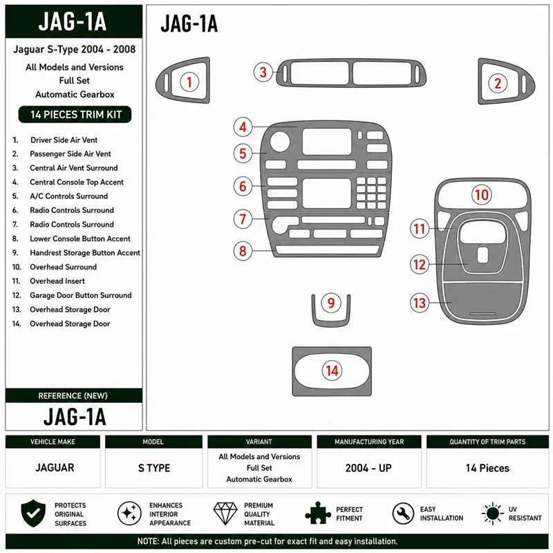 Jaguar S type 2004+ set completo, cambio automatico kit cruscotto 3D