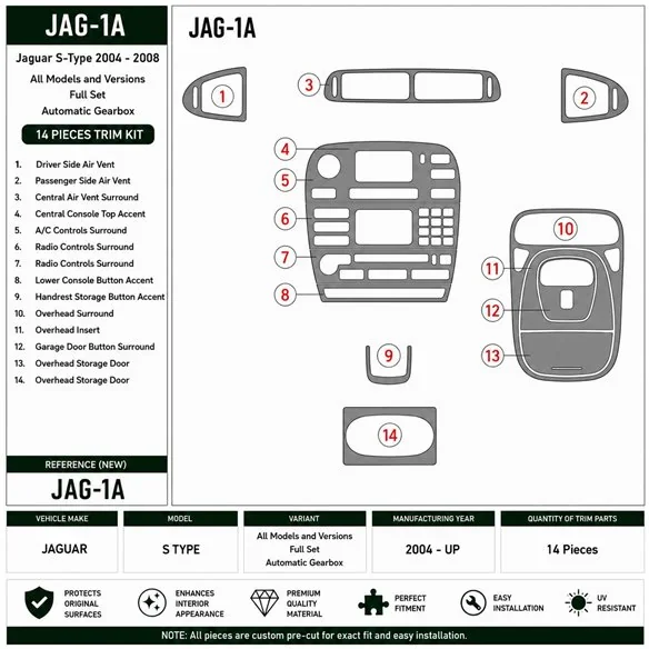 Jaguar S type 2004+ set completo, cambio automatico kit cruscotto 3D