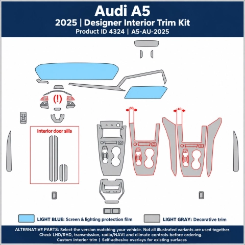 Audi A5 2025 – Designer Trim – Kit completo per interni