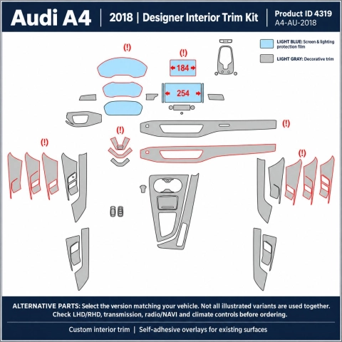 Audi A4 2018 – Designer Trim – Kit completo per interni
