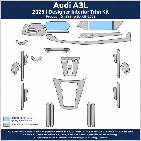 Audi A3l 2025 – Designer Trim – Kit completo per interni