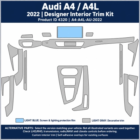 Audi A4 A4l 2022 – Designer Trim – Kit completo per interni