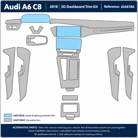 Audi A6 C8 seit 2018 kit rivestimento cruscotto e interni 3D 41 pezzi