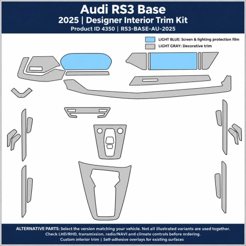 Audi Rs3 Base 2025 – Designer Trim – Kit completo per interni