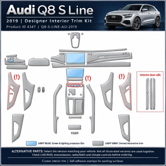 Audi Q8 S Line 2019 – Designer Trim – Kit completo per interni
