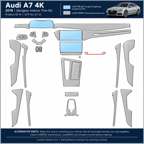 Audi A7 C8 seit 2018 kit rivestimento cruscotto e interni 3D 41 pezzi