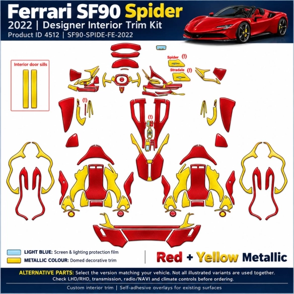 Ferrari Sf90 Spider 2022 – Designer Trim – Kit completo per interni