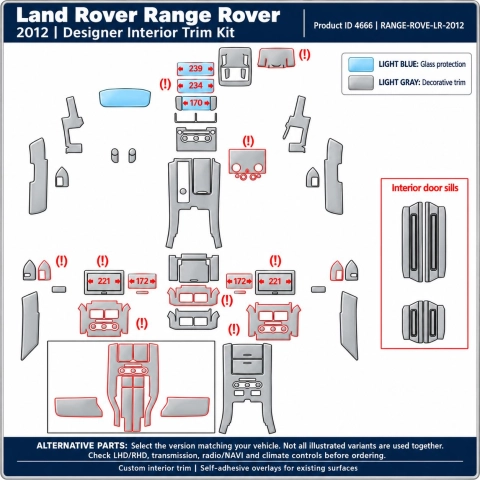 Land Rover Range Rover 2012 – Designer Trim – Kit completo per interni