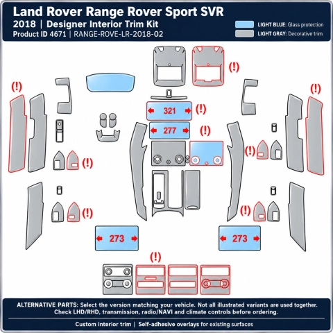 Land Rover Range Rover Sport Svr 2018 – Designer Trim – Kit completo per interni
